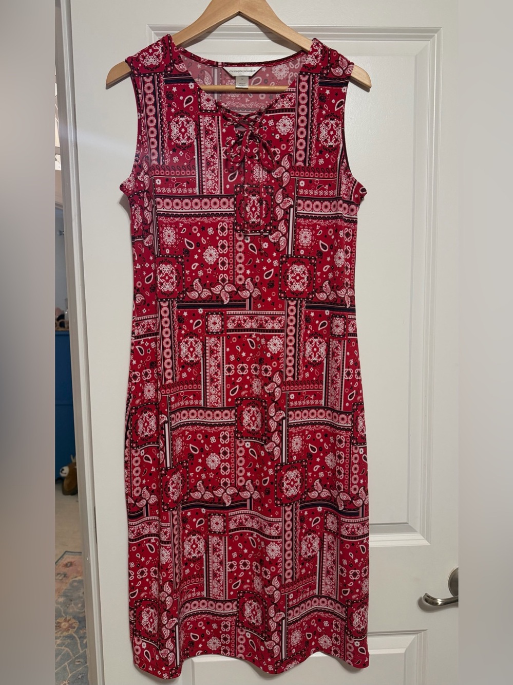 Sleeveless Red Bandana Print Maxi Dress
